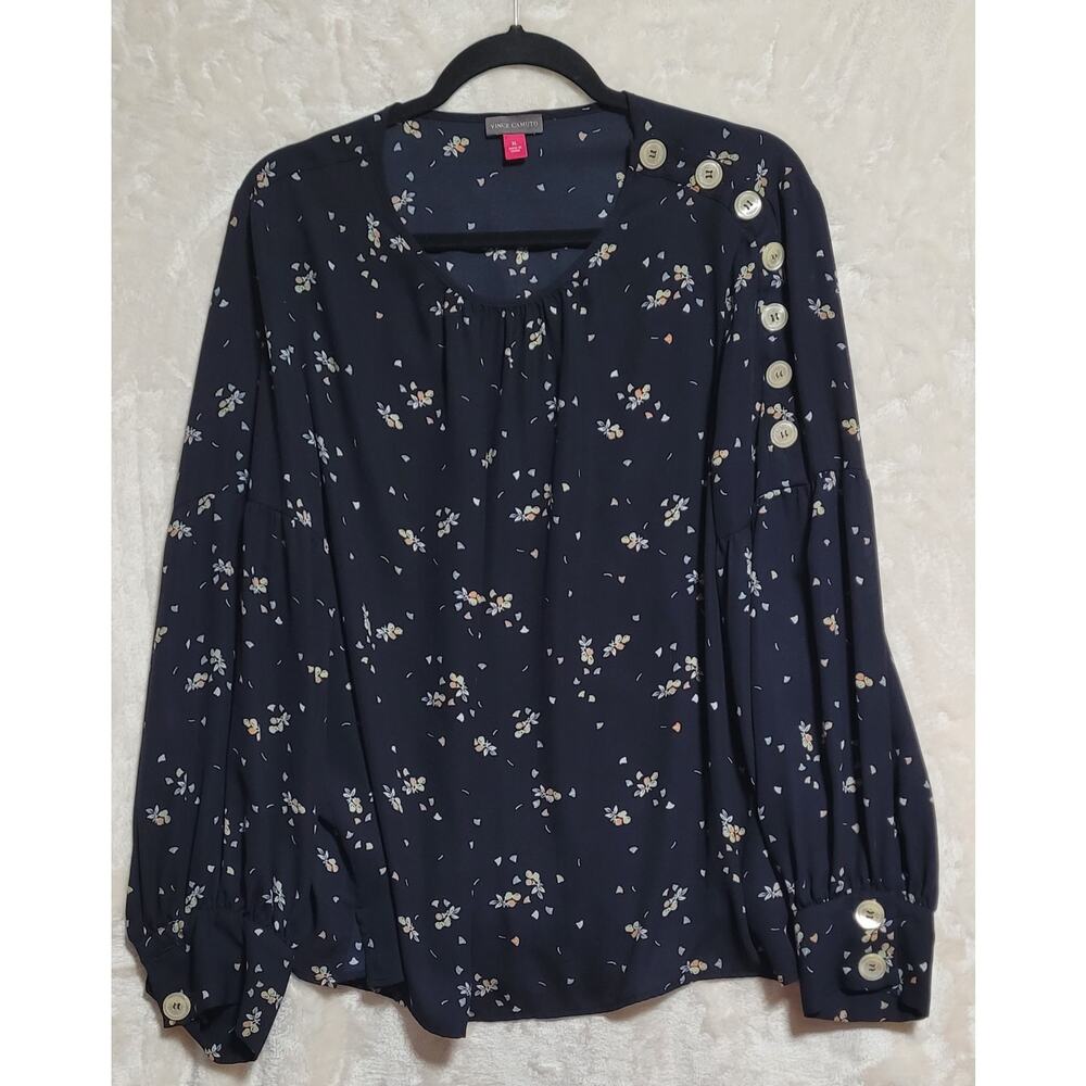 Women's Vince Camuto Polyester Floral Print Button Shoulder Blouse Size XL